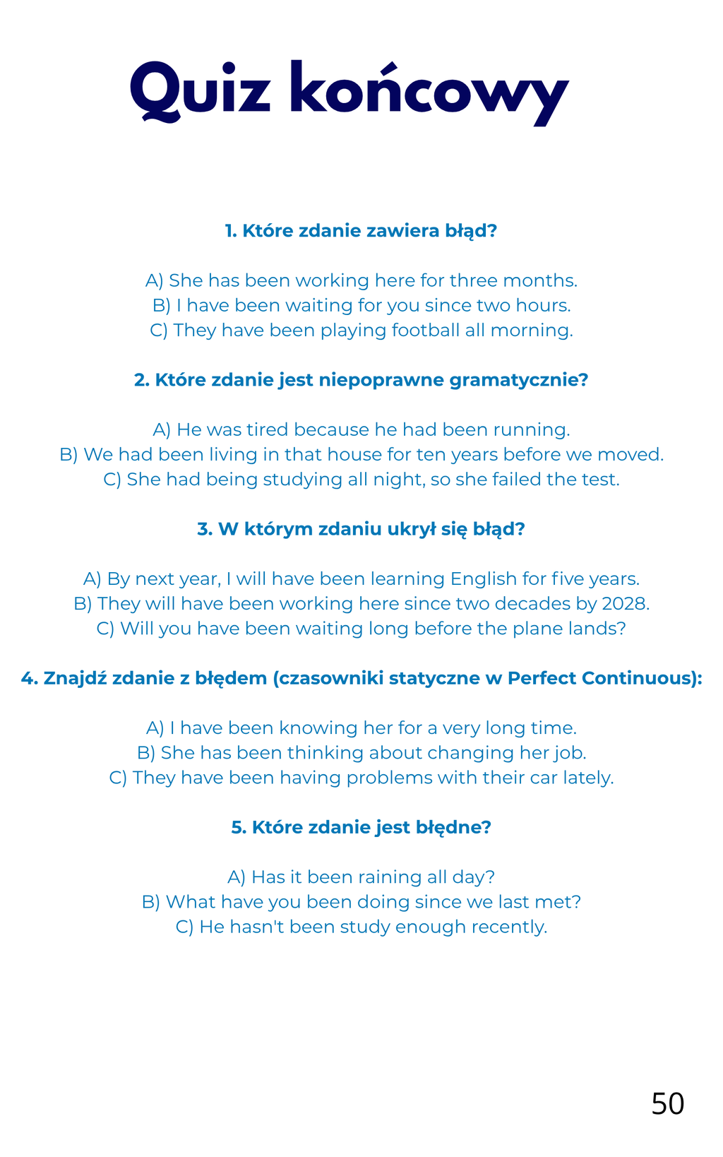 Wszystkie czasy Perfect Continuous - e-book.