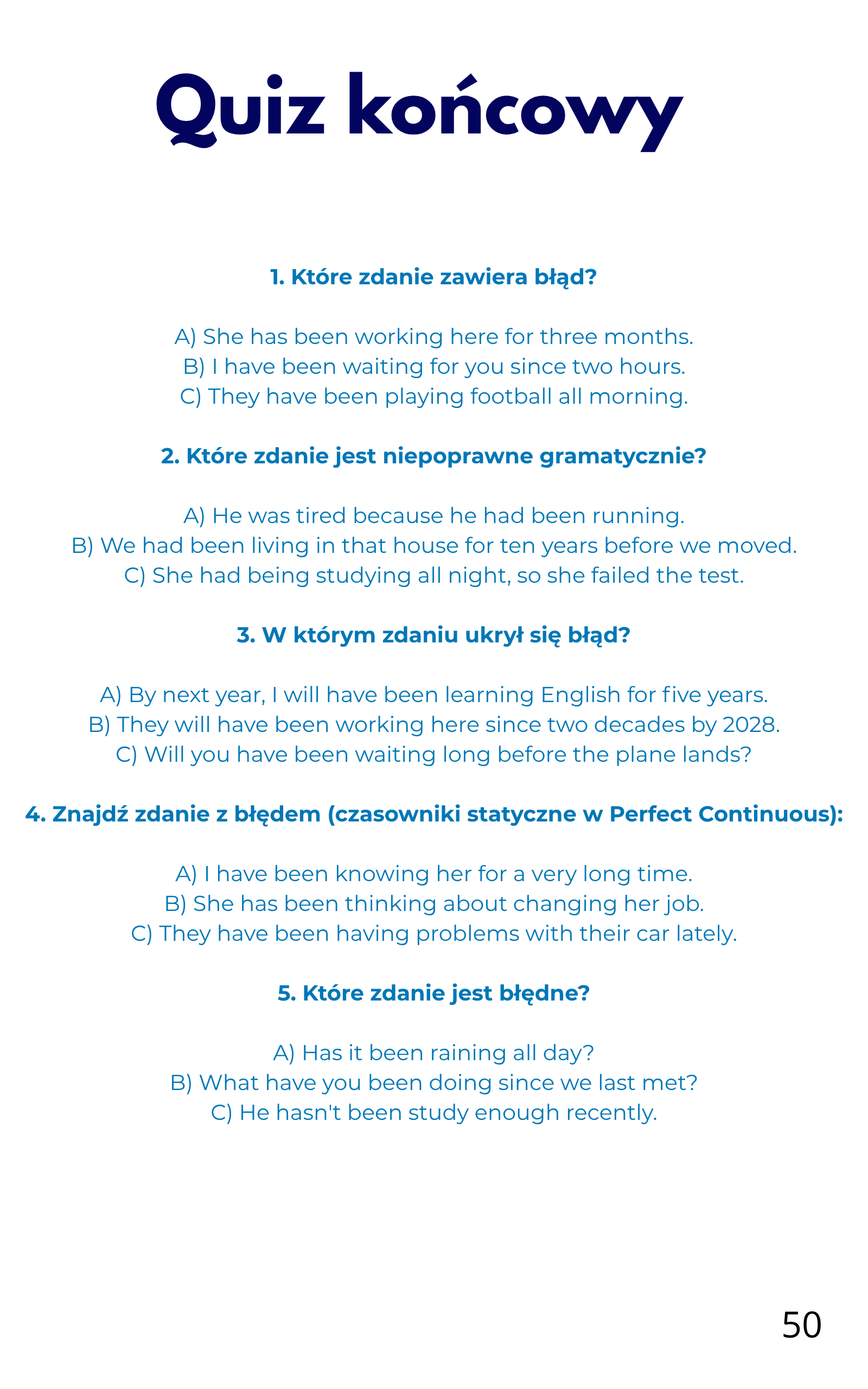 Wszystkie czasy Perfect Continuous - e-book.